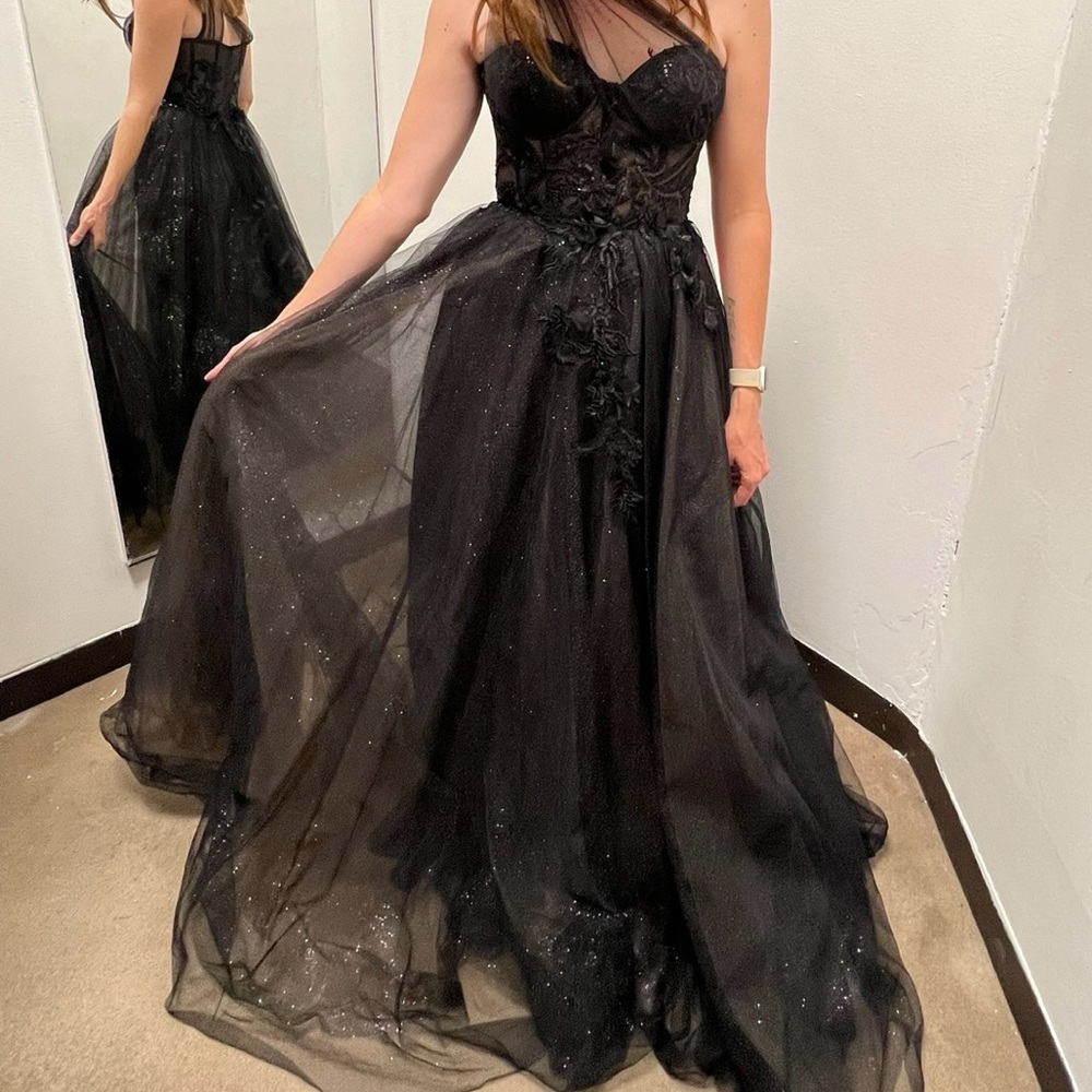 Black Sequin One Shoulder Maxi Gown